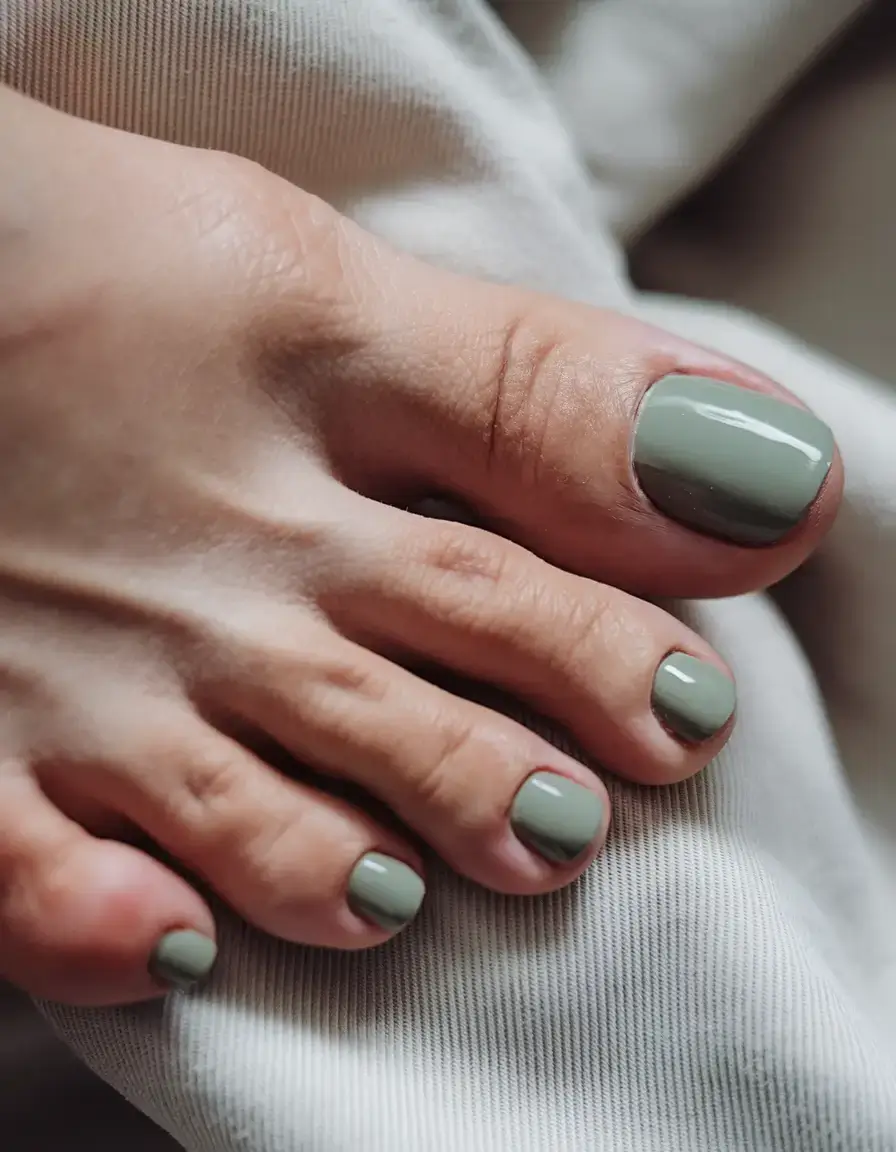 june toe nails ideas 2025 Earthy Sage for Minimalist Souls
