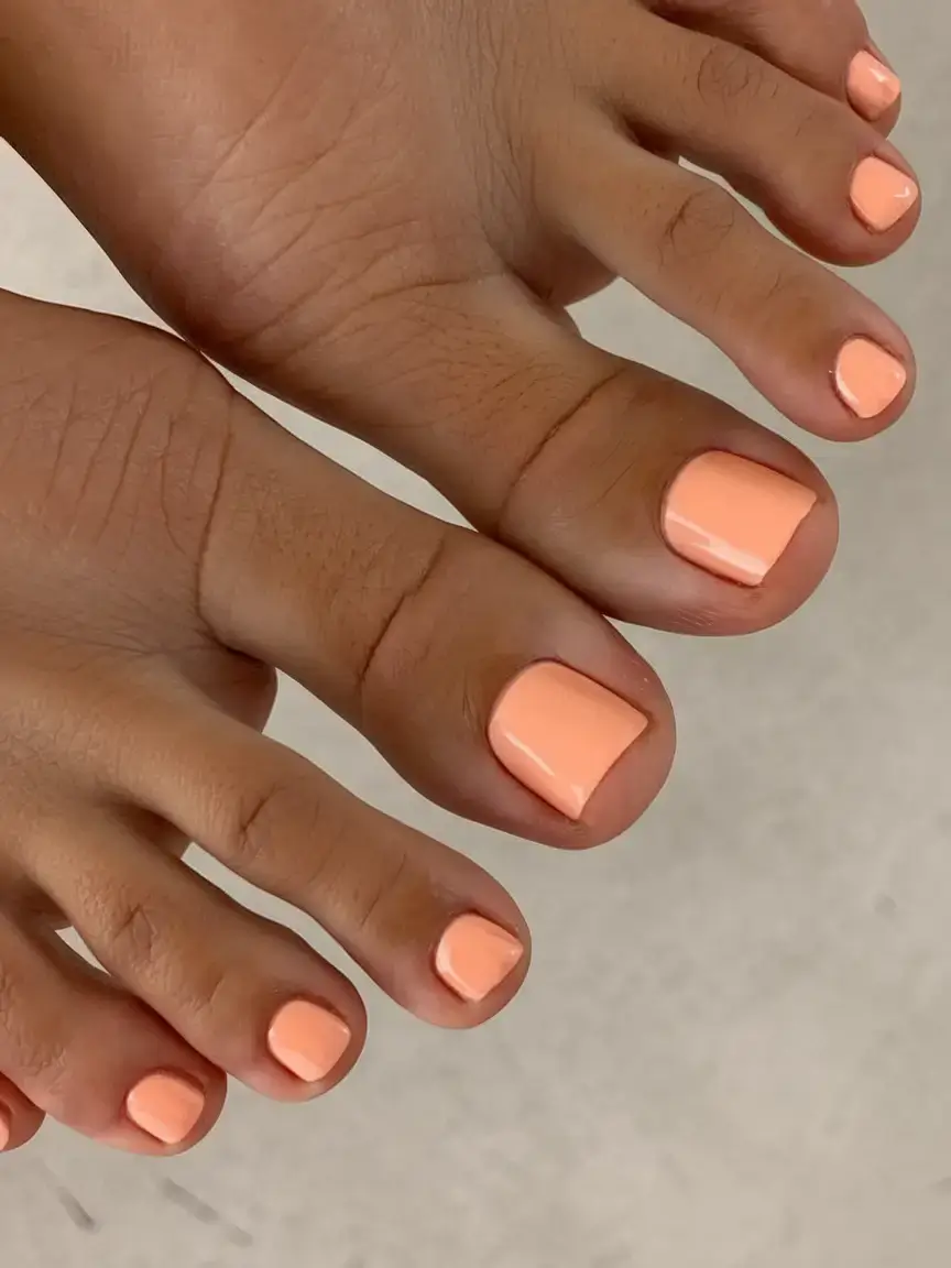 june toe nails ideas 2025 Peach Pop for Sunset Vibes