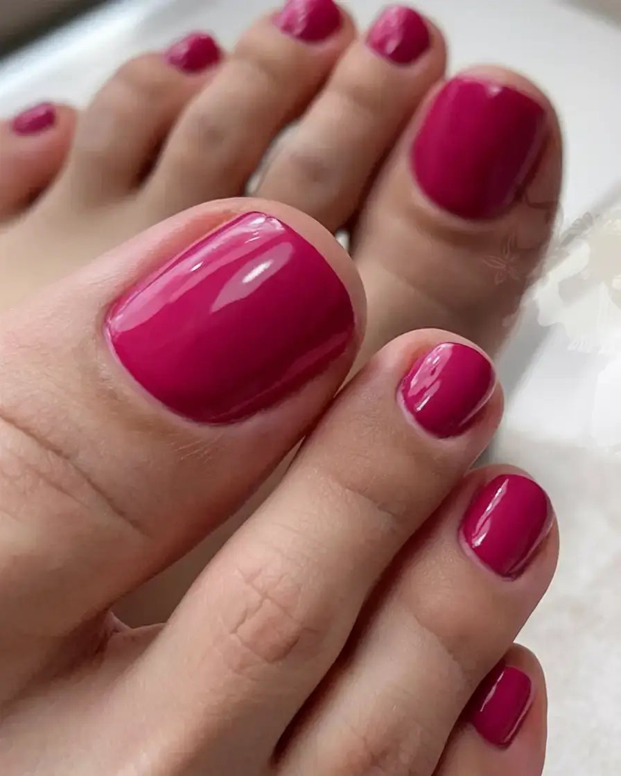 june toe nails ideas 2025 Deep Cherry Gloss