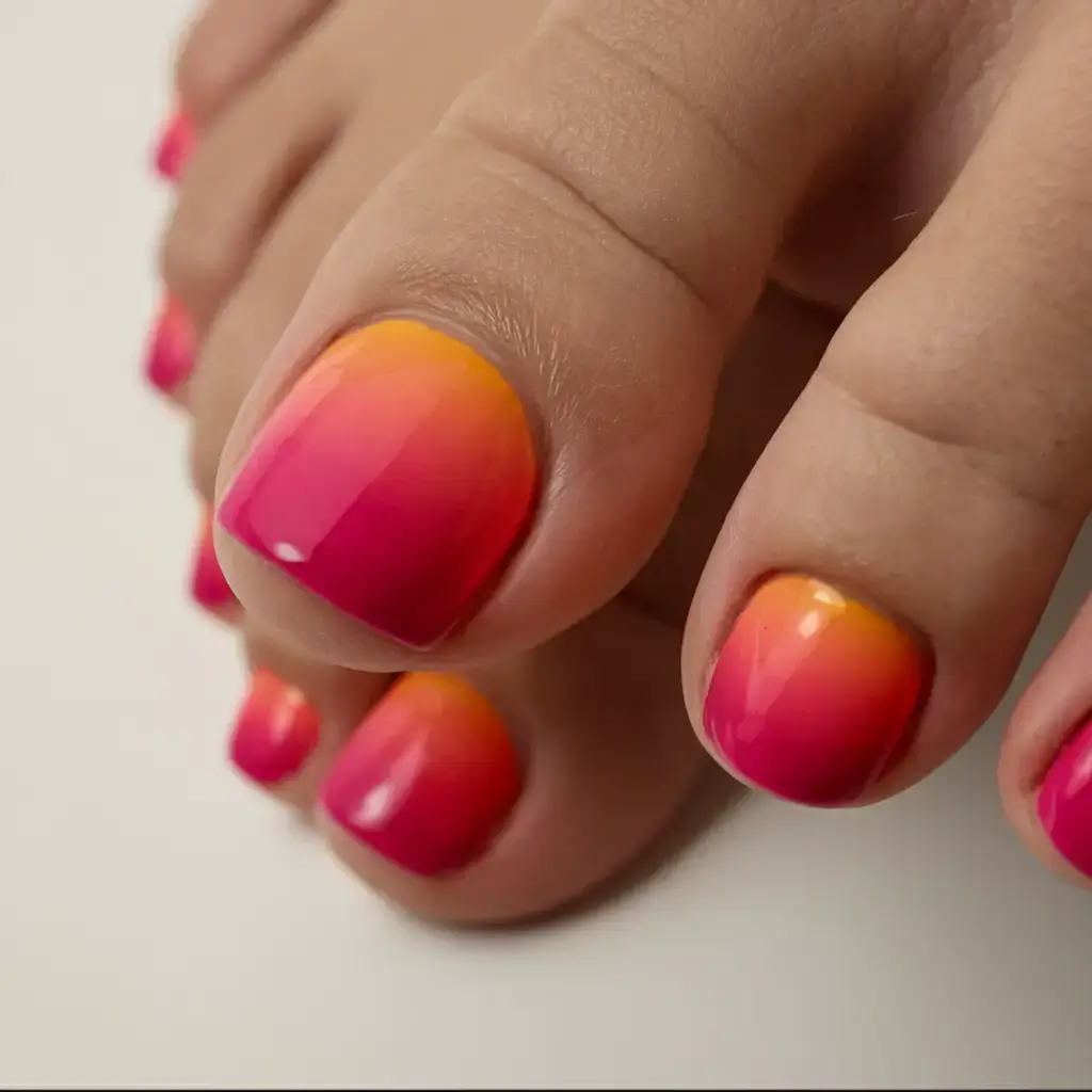 june toe nails ideas 2025 Tropical Sunset Gradient
