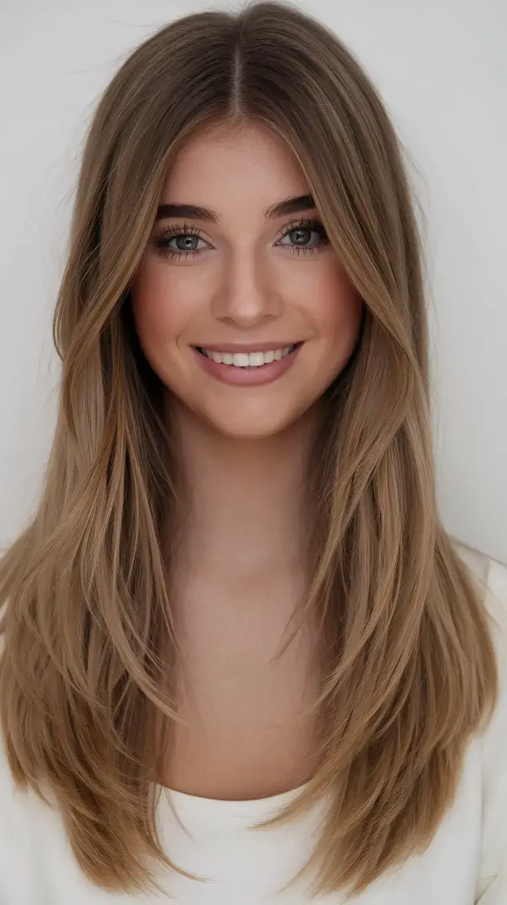 long haircut summer ideas 2025 Center-Parted Glow-Up Layers