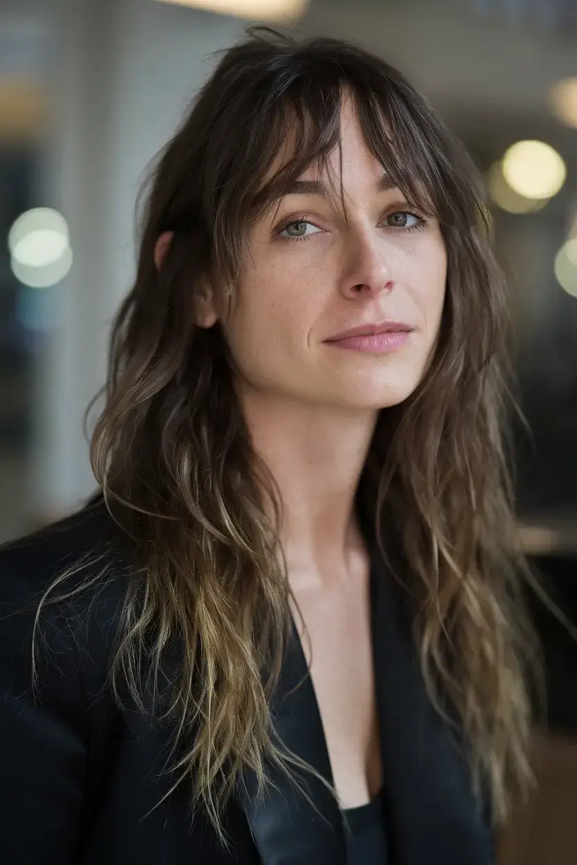 long haircut summer ideas 2025 Air-Dried Layers with Face-Framing Fringe