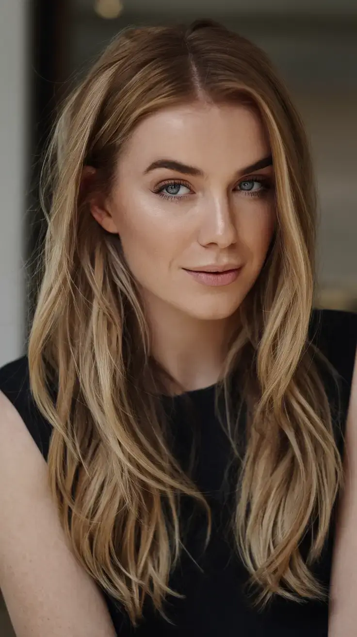 long haircut summer ideas 2025 Light Honey Waves with Lived-In Part