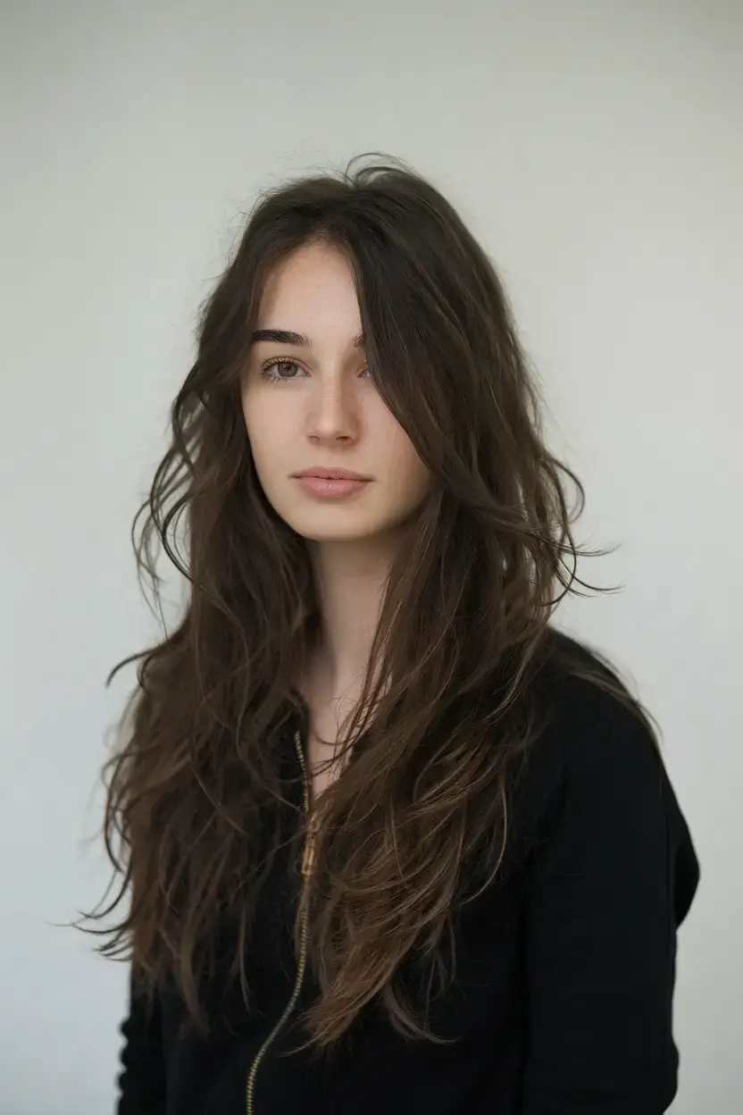 long haircut summer ideas 2025 Windswept Layers with Soft-Edge Bangs