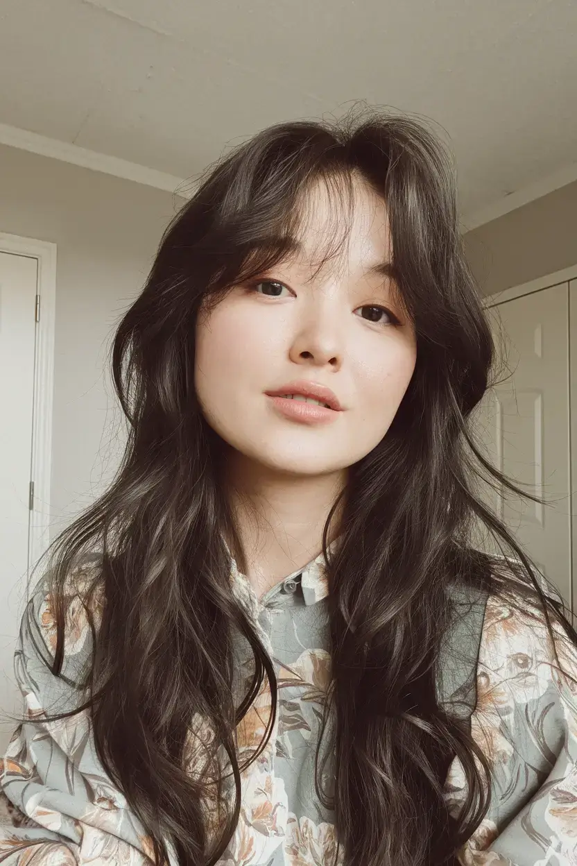 long haircut summer ideas 2025 Face-Framing Texture with Deep Brunette Shine