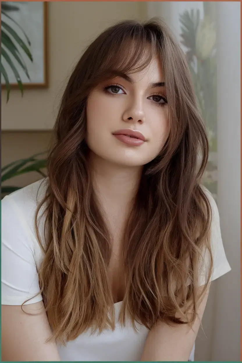 long haircut summer ideas 2025 Soft Layers with French-Girl Bangs