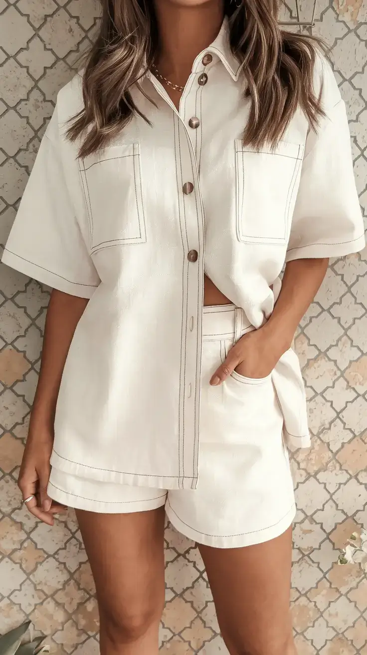 old money outfits ideas summer 2025 Utility Minimalism with Contrast Stitching