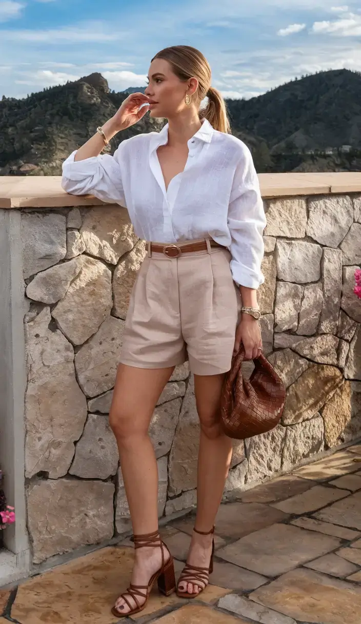 old money outfits ideas summer 2025+Linen Layers and Mountain Mornings
