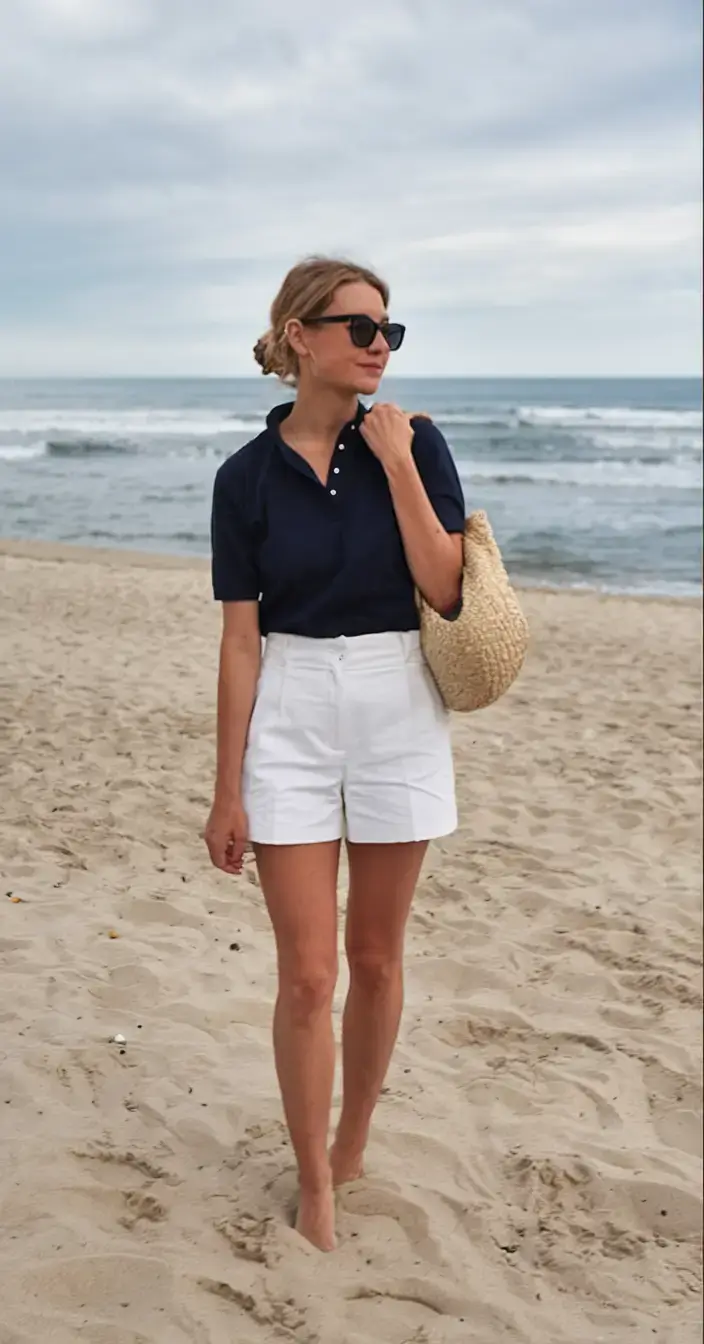 old money outfits ideas summer 2025 Nautical Polo Simplicity on the Sand