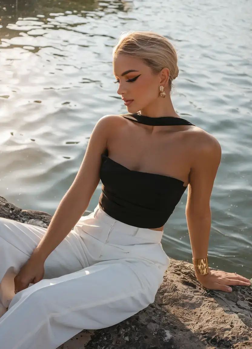 old money outfits ideas summer 2025+Waterfront Drama in Monochrome Contrast