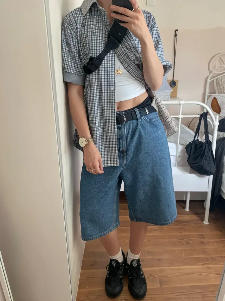 oversized summer outfits 2025 Modern Grunge with Denim Volume