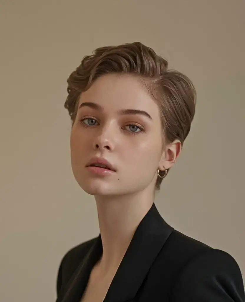 pixie haircuts summer ideas 2025 Sculpted Pixie with Deep Side Part