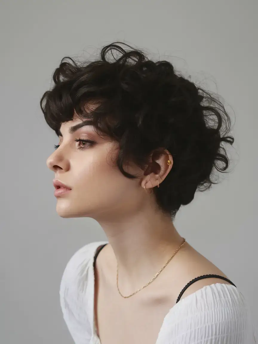 Curly Retro Styled Cropped Hair