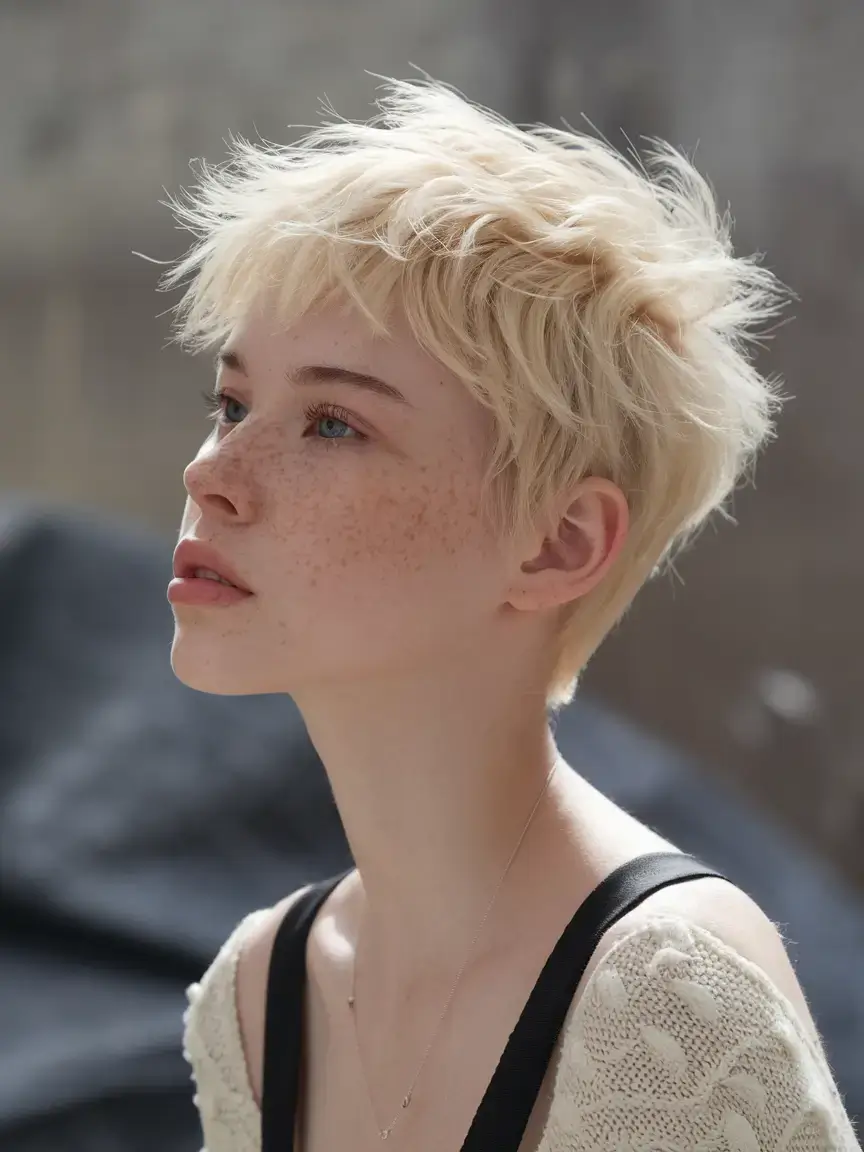 Textured Vanilla Pixie with Jagged Edges