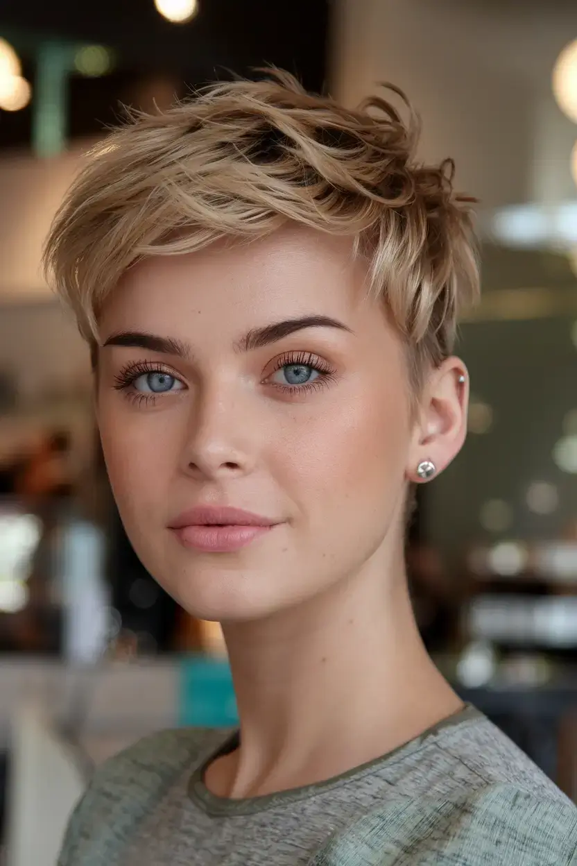 pixie haircuts summer ideas 2025 Golden Blonde Pixie with Tousled Finish