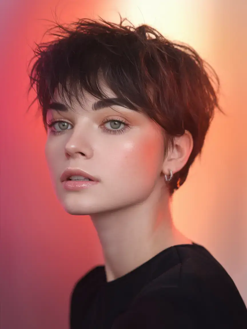 pixie haircuts summer ideas 2025 Studio-Light Shag Pixie with Gloss Finish