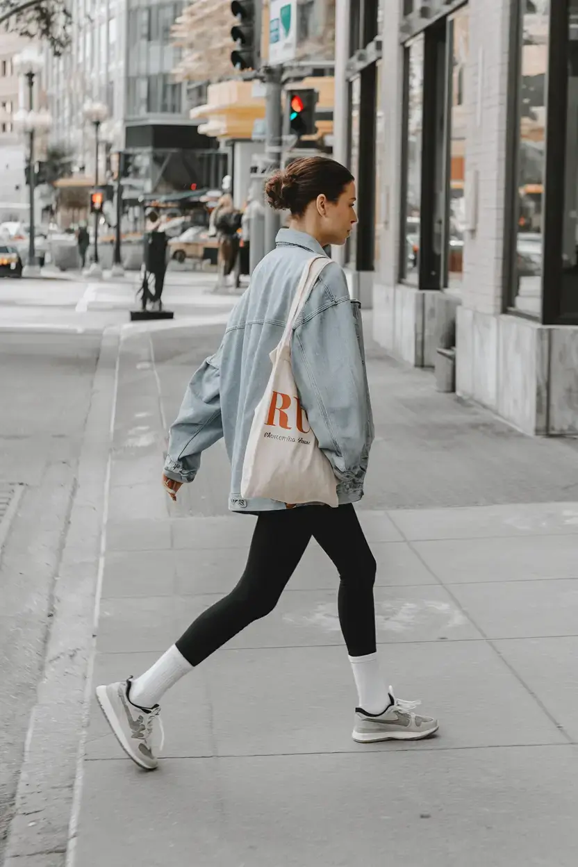 simpl summer legging outfits ideas 2025 Street-Casual Layers with a Denim Statement