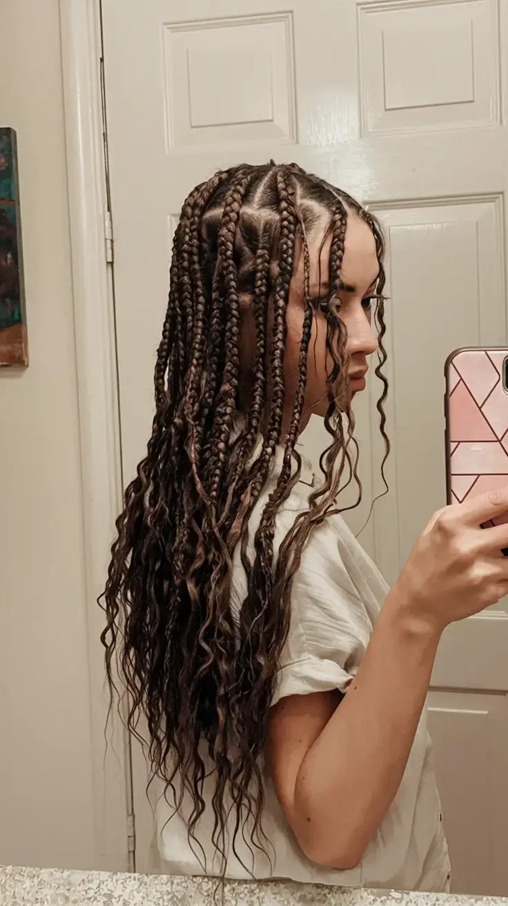 summer braids for black women 2025 Mid-Length Loose Box Braids with Defined Curls