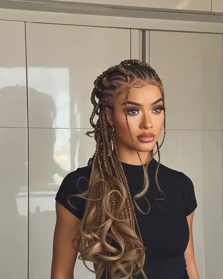 summer braids for black women 2025 Half-Up Spiral Curls with Tiny Braids