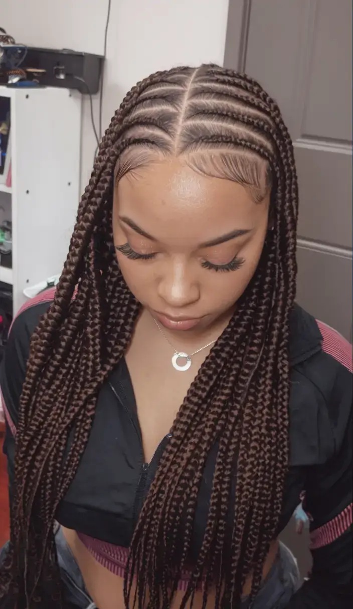 summer braids for black women 2025 Symmetrical Jumbo Feed-In Braids