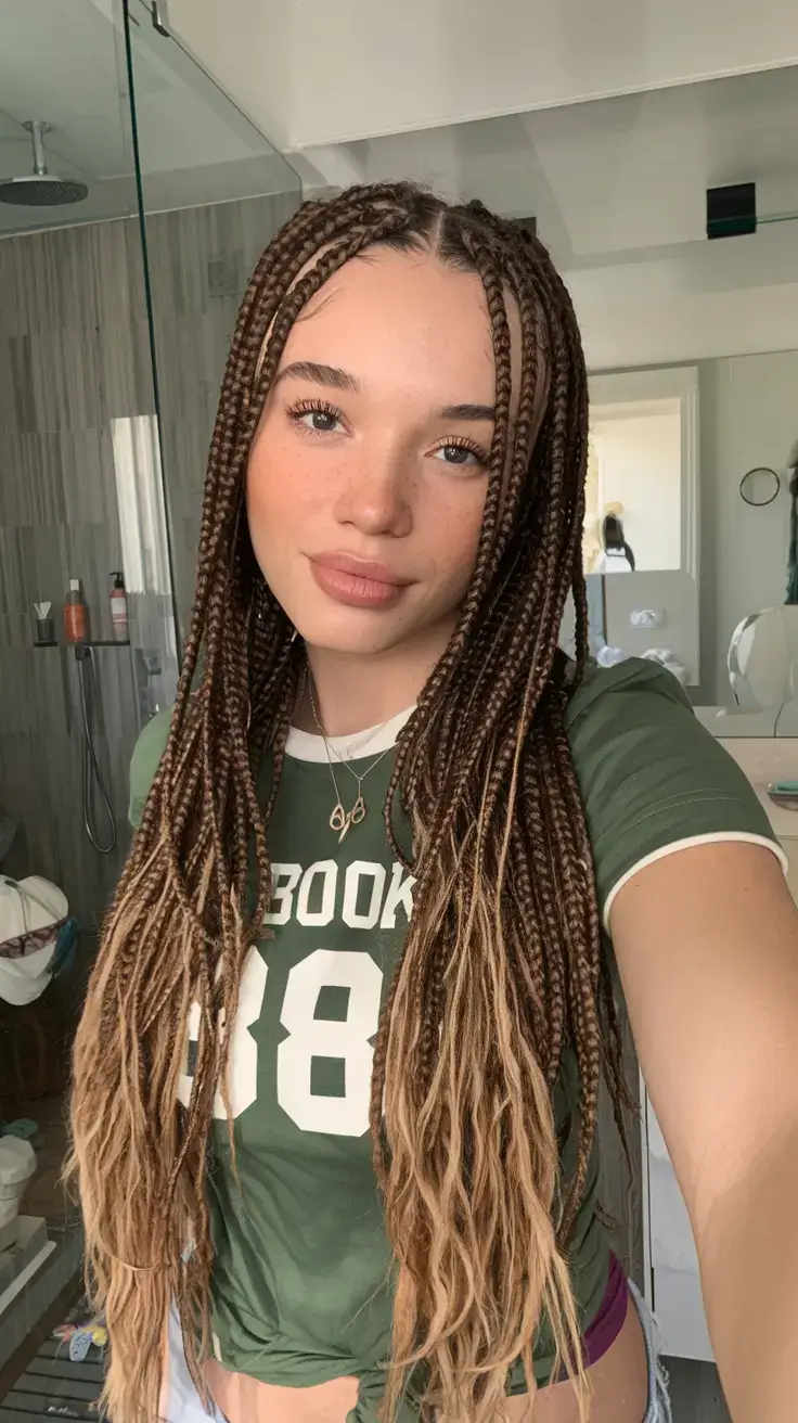 summer braids for black women 2025 Box Braids with Ombre Blonde Ends