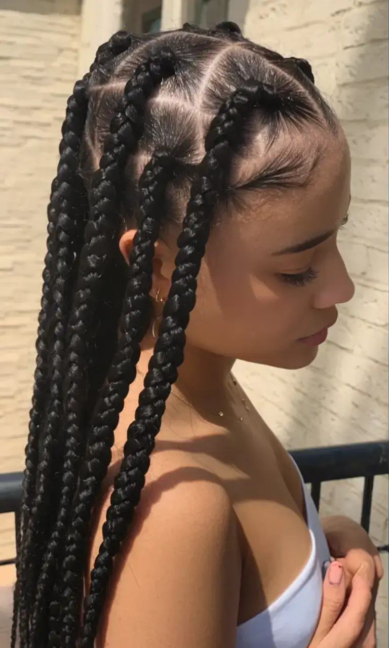 summer braids for black women 2025 Chunky Braided Rows with Defined Parts