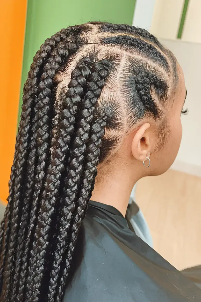 summer braids for black women 2025 Geometric Tribal Box Braids