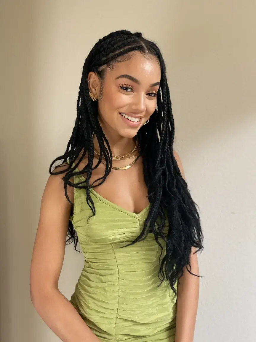 summer braids for black women 2025 Half-Up, Half-Down Black Braids