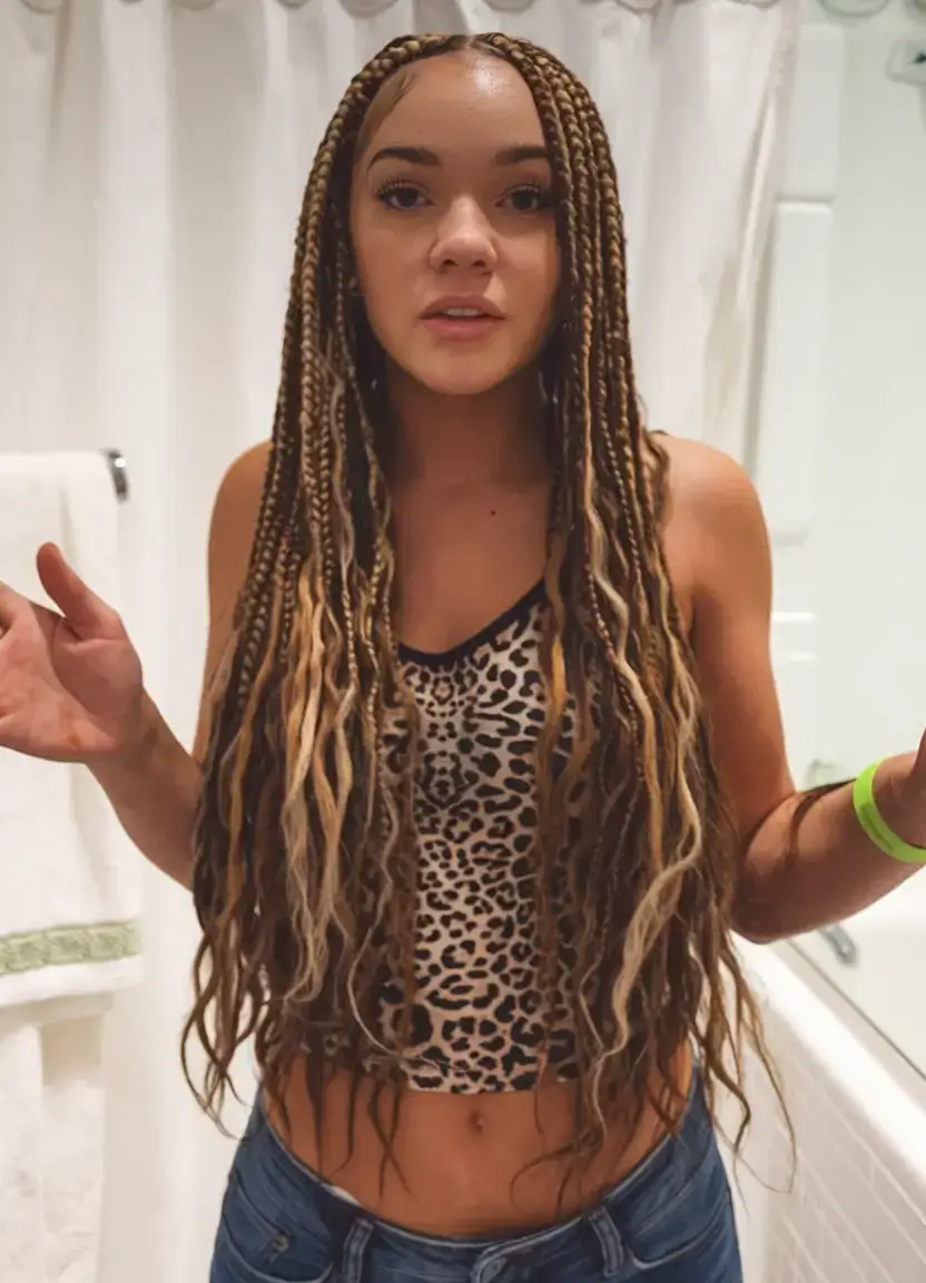 summer braids for black women 2025 Honey Blonde and Brown Microbraids with Loose Waves