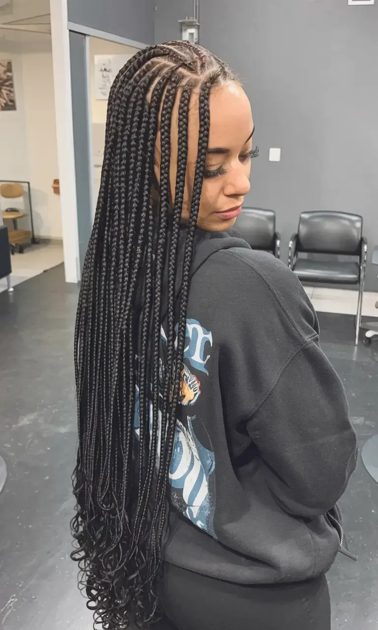 summer braids for black women 2025 Long Straight Box Braids with Wet Curls
