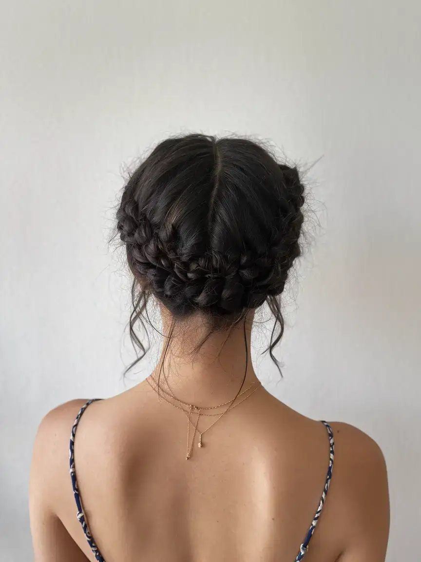summer braids hairstyle ideas 2025 Folded Milkmaid Braids With Center Parting