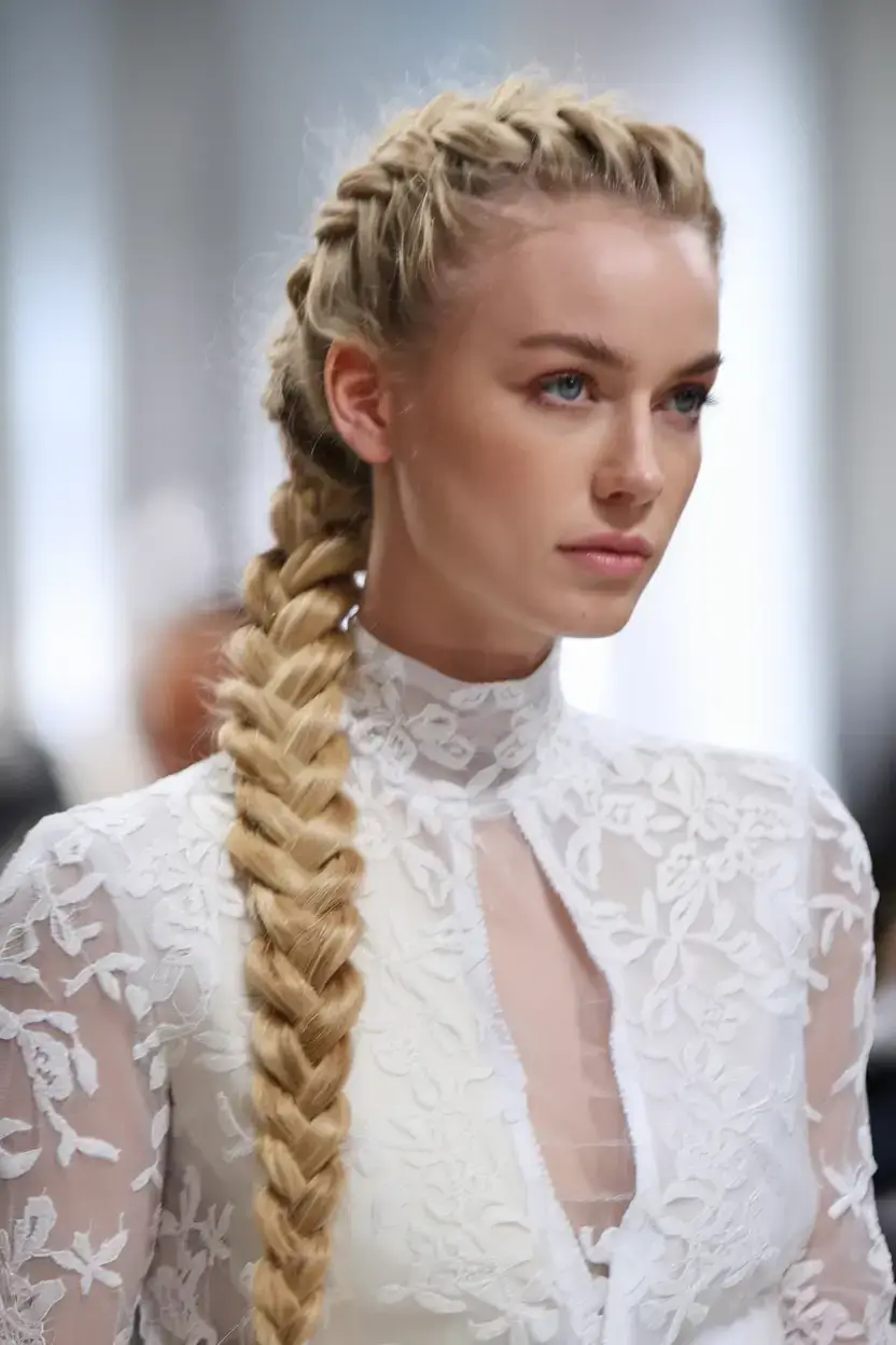 summer braids hairstyle ideas 2025 Bridal Side Braid With Regal Elegance