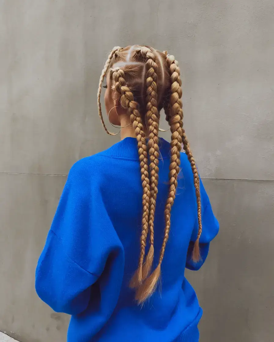 summer braids hairstyle ideas 2025 Multi-Cornrow Fantasy With Braided Layers