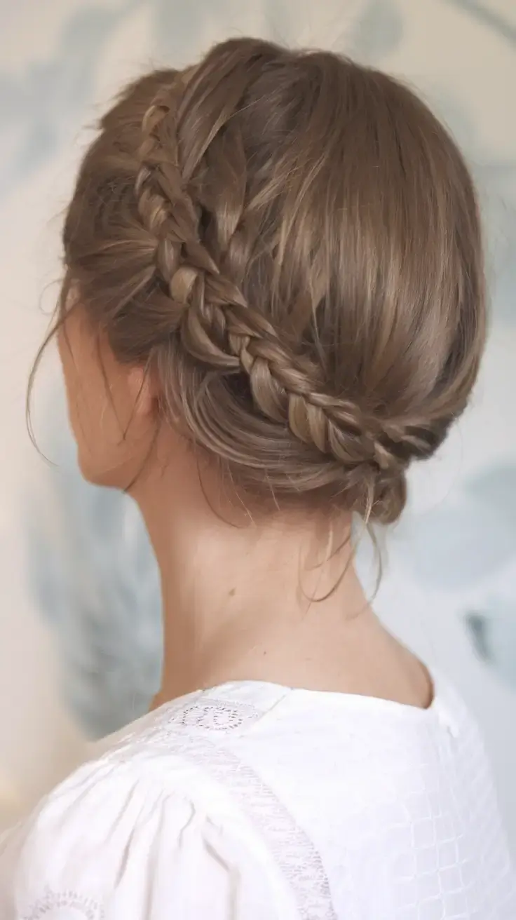 summer braids hairstyle ideas 2025 Milkmaid-Inspired Crown Braid