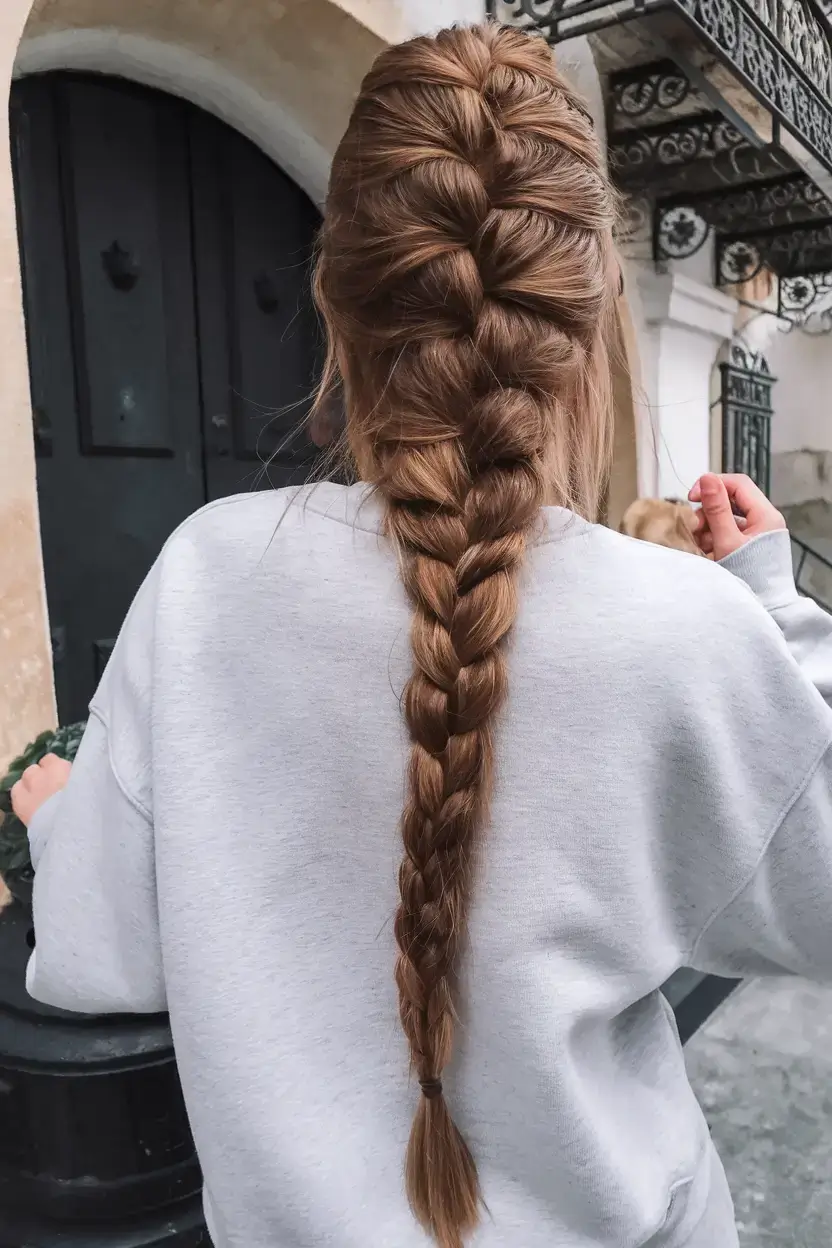 summer braids hairstyle ideas 2025 Chunky French Braid With City Cool Vibe