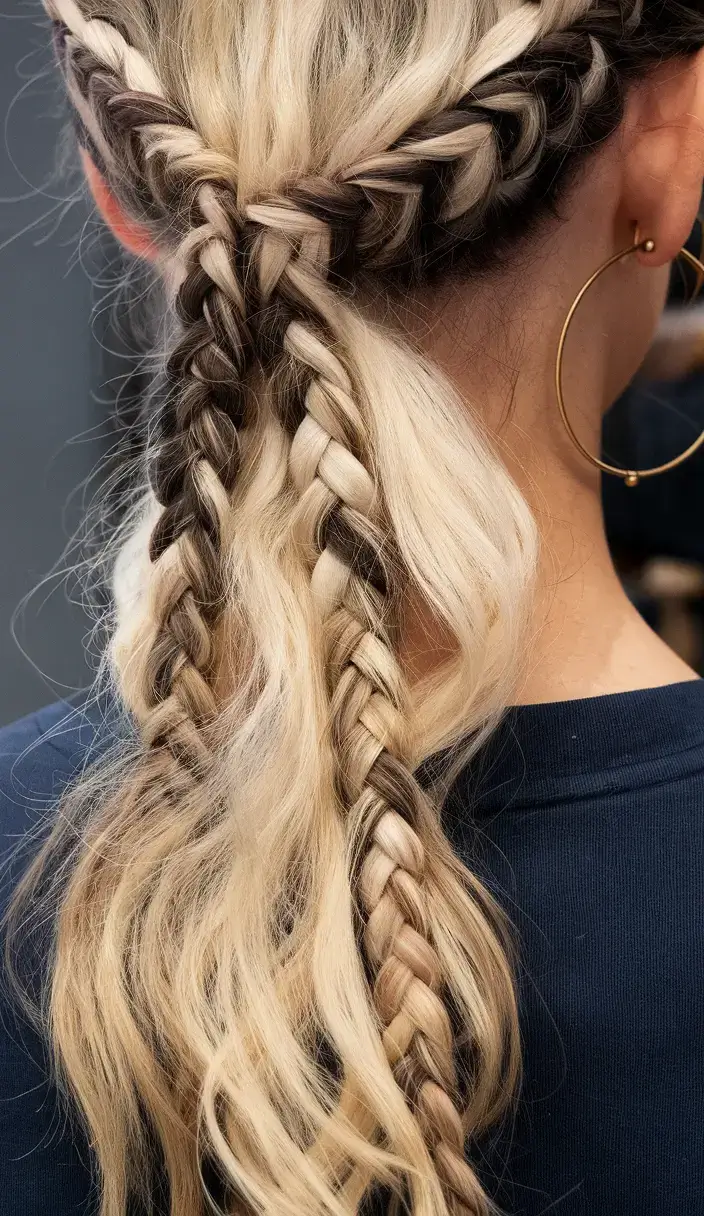 summer braids hairstyle ideas 2025 Twisted Braids with Two-Tone Dimension