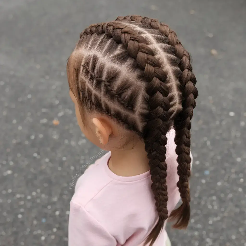 summer braids hairstyle ideas 2025 Detailed Cornrow Combo with Geometric Parting