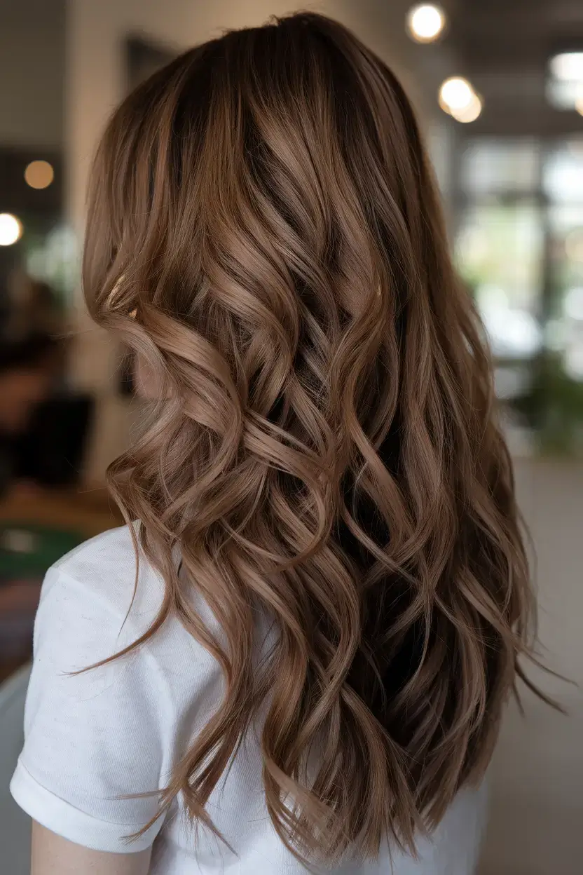 summer brunette hair colors 2025 cinnamon warm curls on chestnut