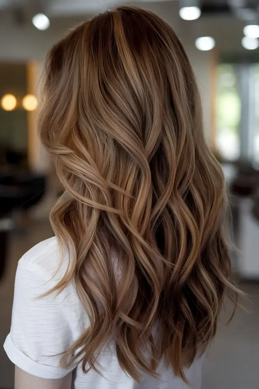 summer brunette hair colors ideas 2025 Sunlit Bronze Brunette Waves