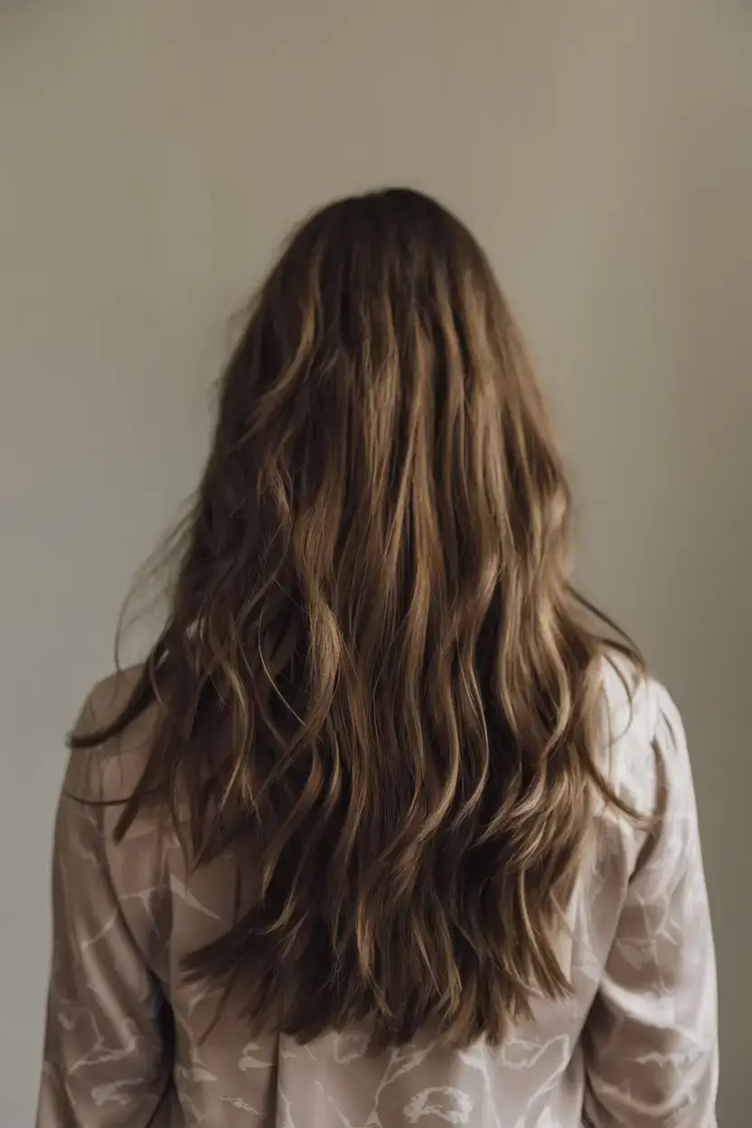summer brunette hair colors ideas 2025 Soft Sand-Brown Length with Natural Texture