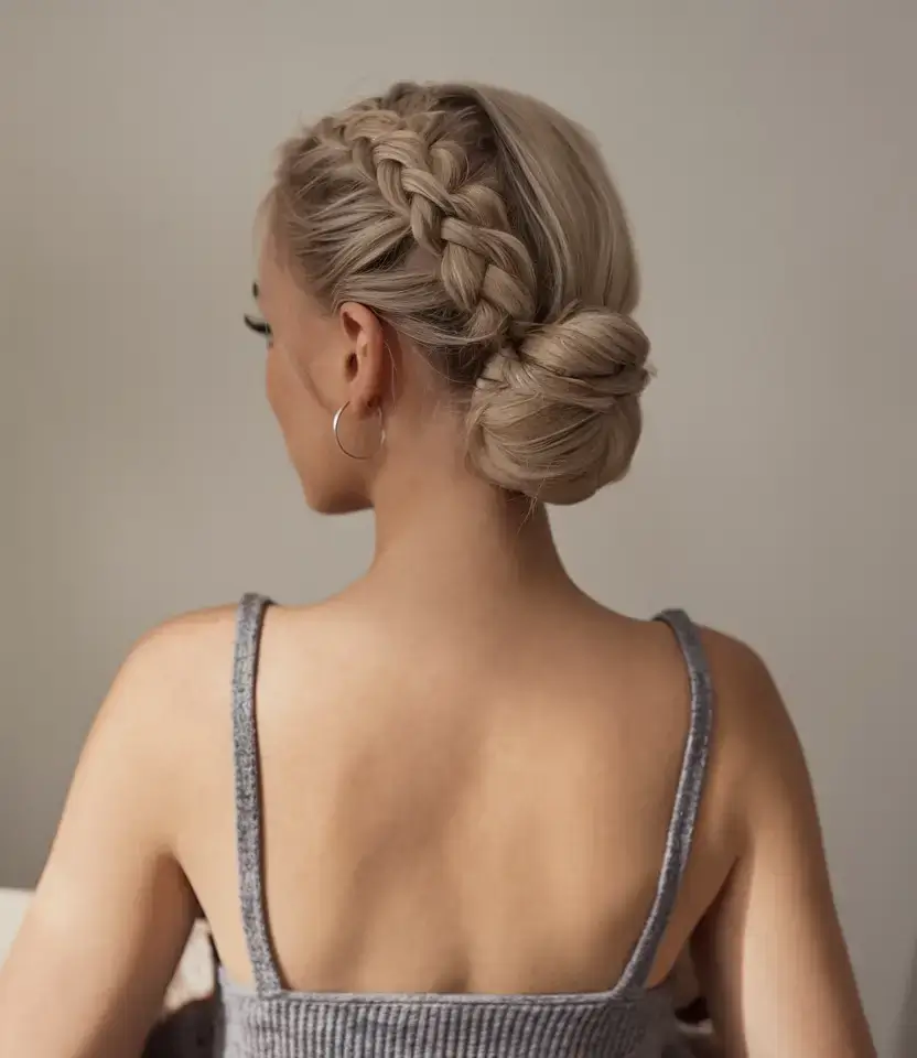 summer buns hairstyle 2025 Wrapped Braid Low Bun with a Twist