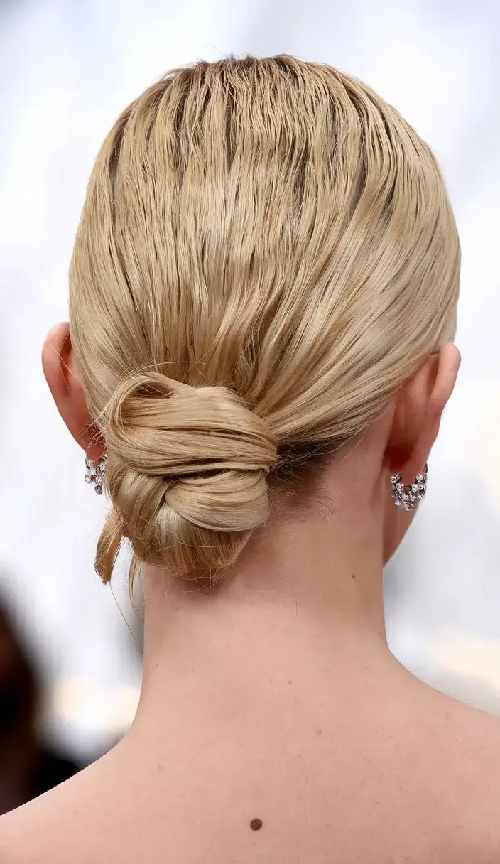 summer buns hairstyle 2025 Gloss-Locked Sleek Loop Bun