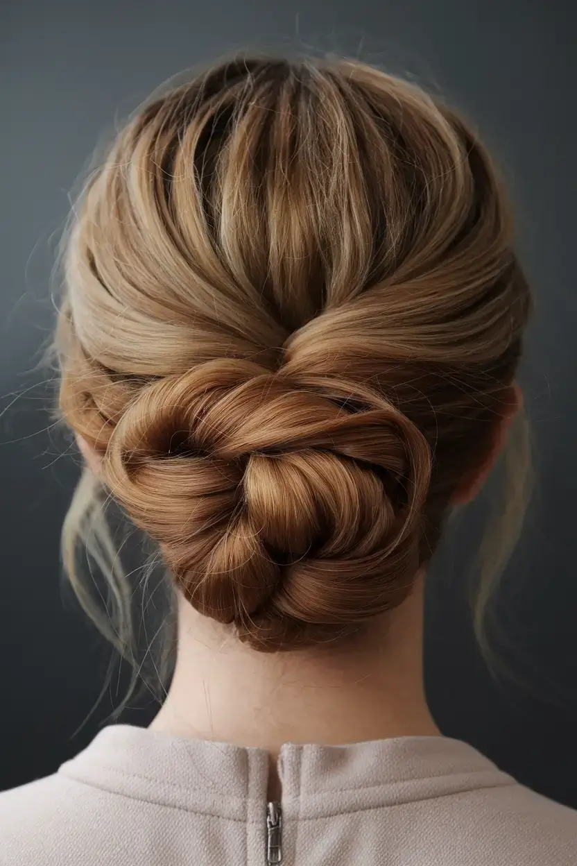 summer buns hairstyle 2025+Woven Low Rose Bun