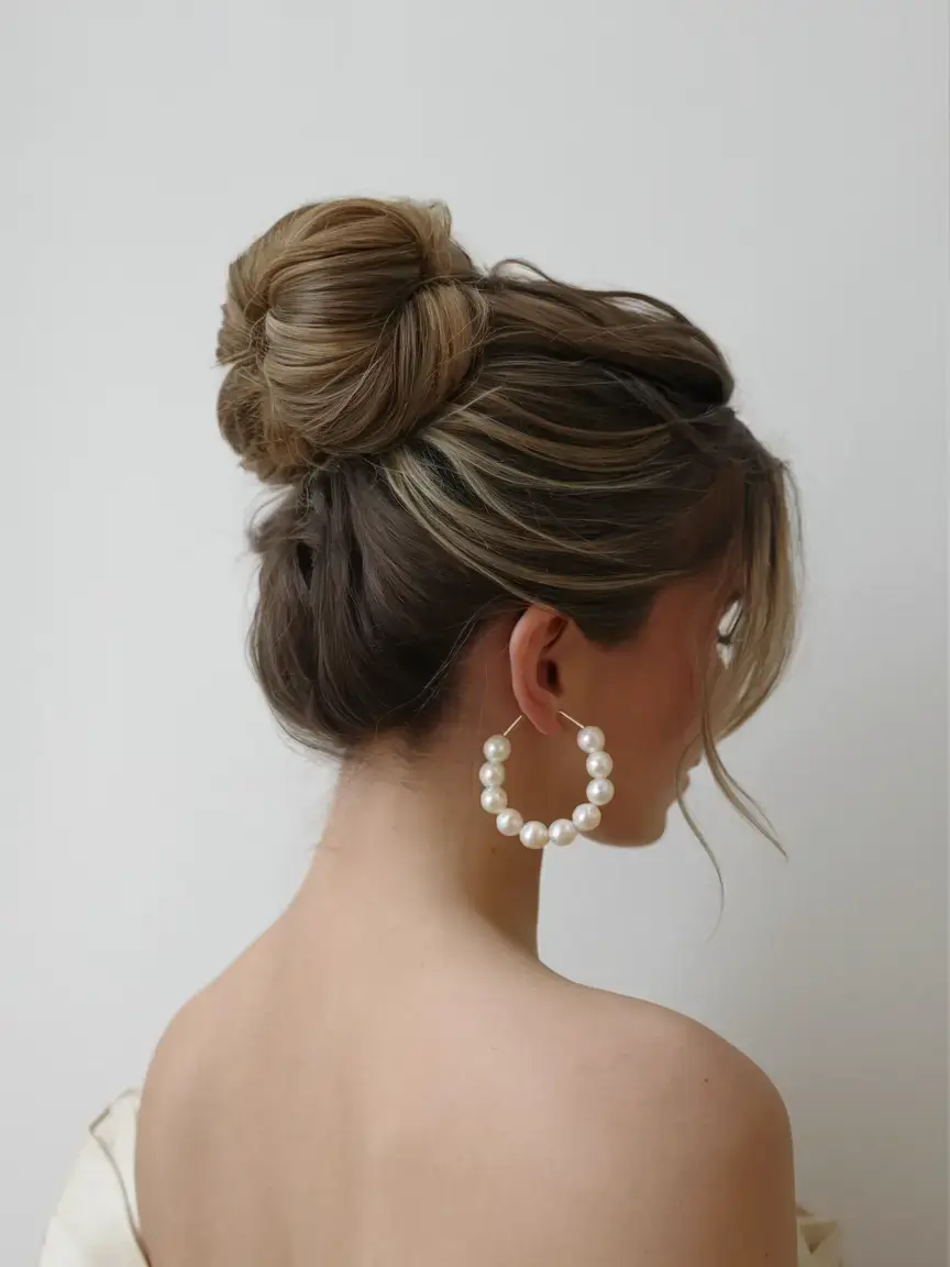 summer buns hairstyle 2025+Classic Sculpted Bun with Polished Shine