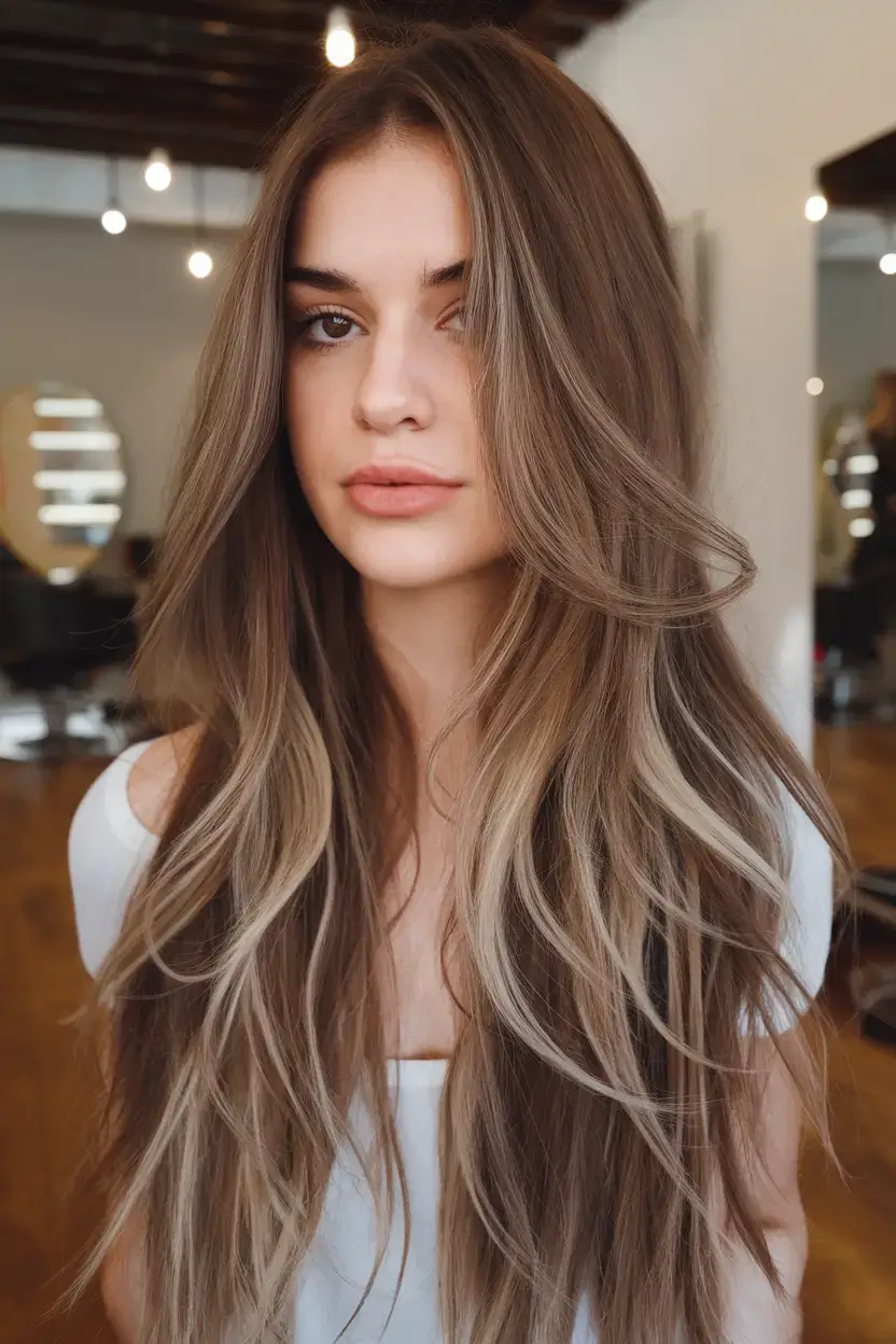 summer hair color for brunettes highlights sun kissed 2025 Soft Sandstone Brunette with Whispered Lights