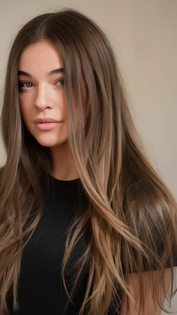 summer hair color for brunettes highlights sun kissed 2025 Neutral Cocoa Layers with Subtle Honey Ends