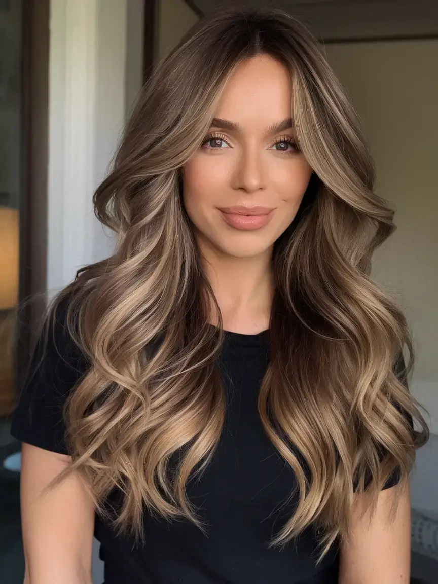 summer hair color for brunettes highlights sun kissed 2025+Ribbon Highlights with a Luxe Espresso Base