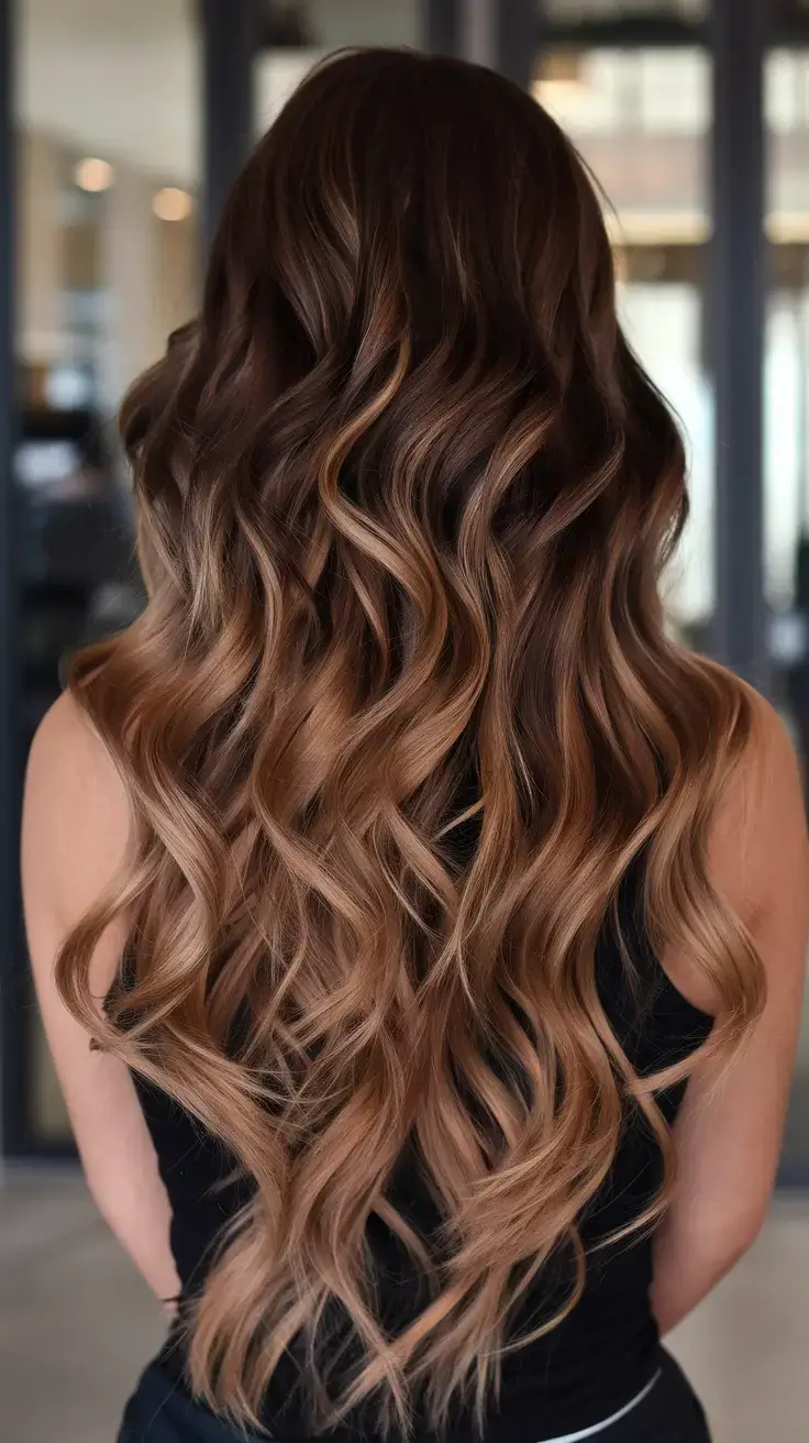 summer hair color for brunettes highlights sun kissed 2025+Sun-Kissed Chocolate with Cinnamon Swirls
