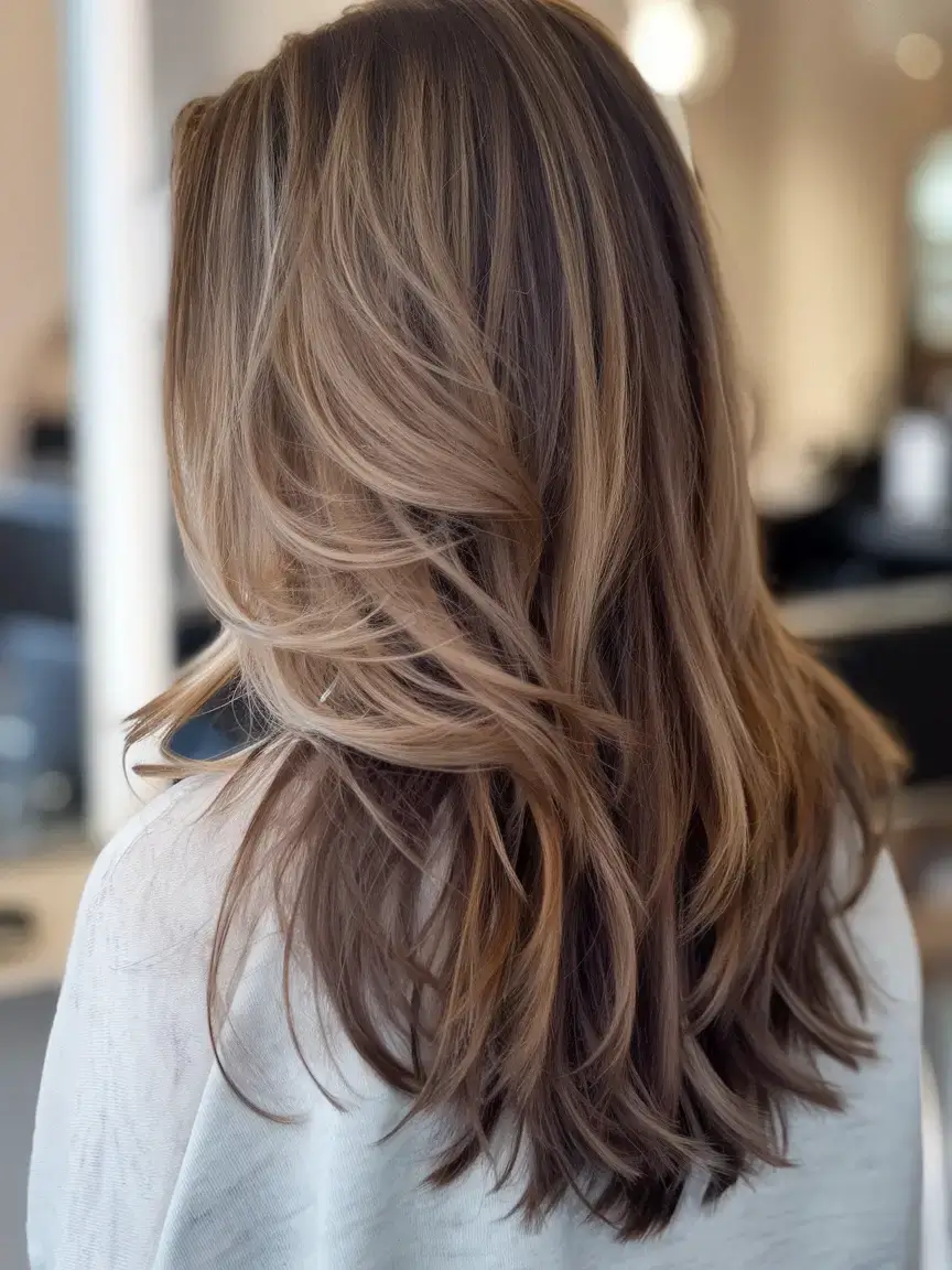 summer hair color for brunettes highlights sun kissed 2025+Layered Mocha Melt with Subtle Beige Accents