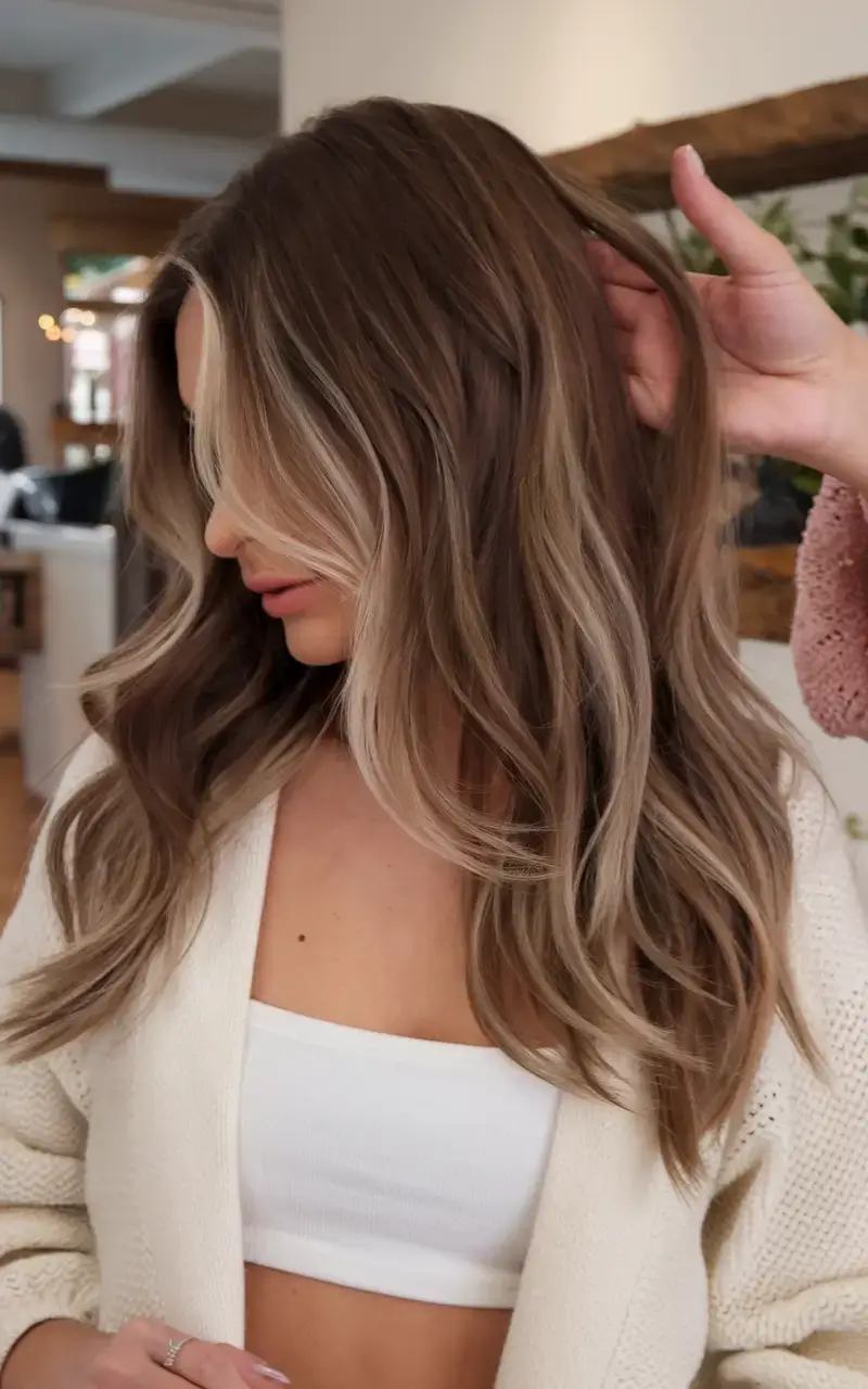 summer hair color for brunettes highlights sun kissed 2025 Soft Ash Mocha with Vanilla Lights